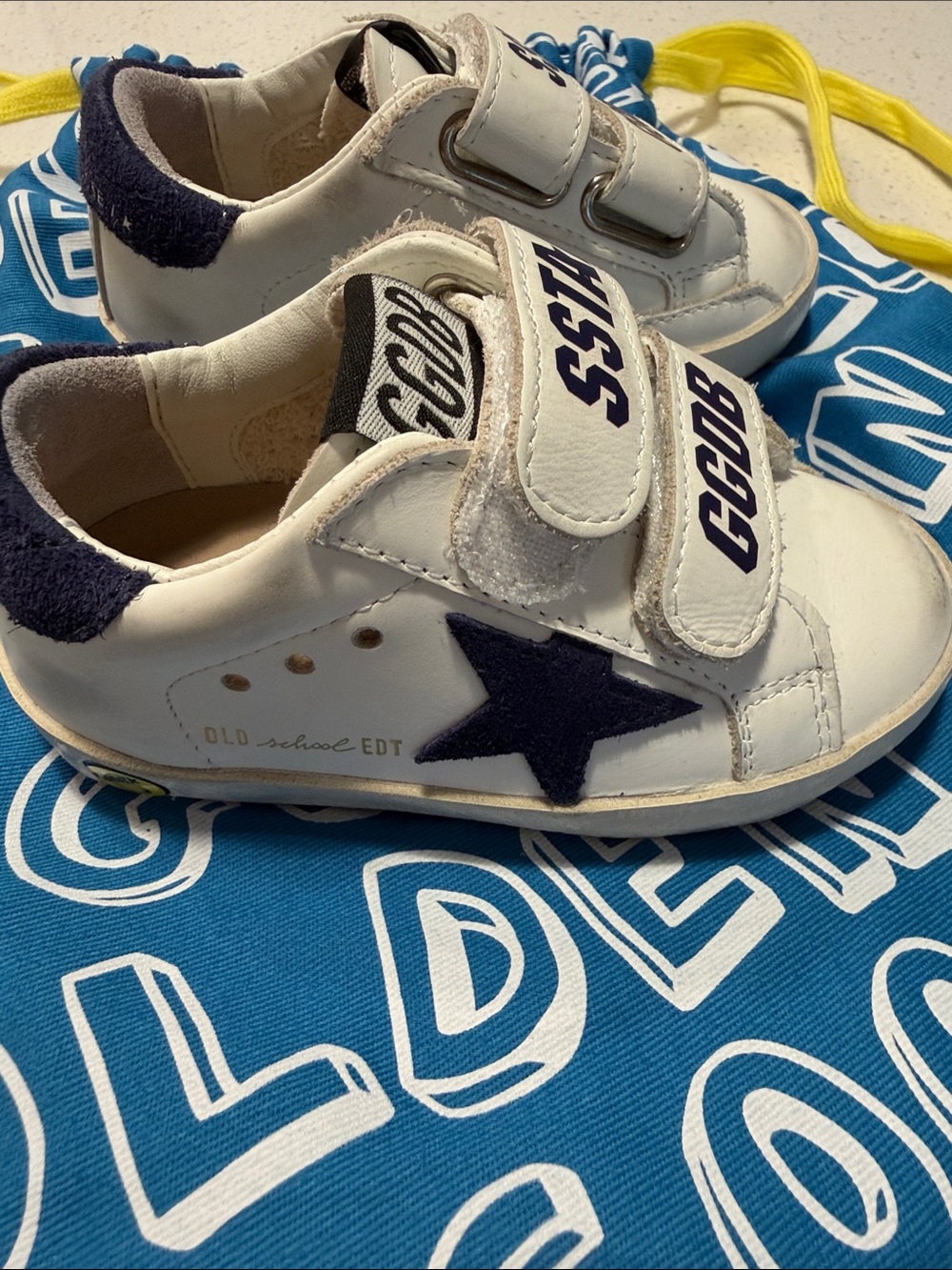 Golden Goose Kids White Sneakers with Navy Star & Heel